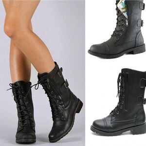 HOST PICK NIB Journee collection black combat moto boots 7.5